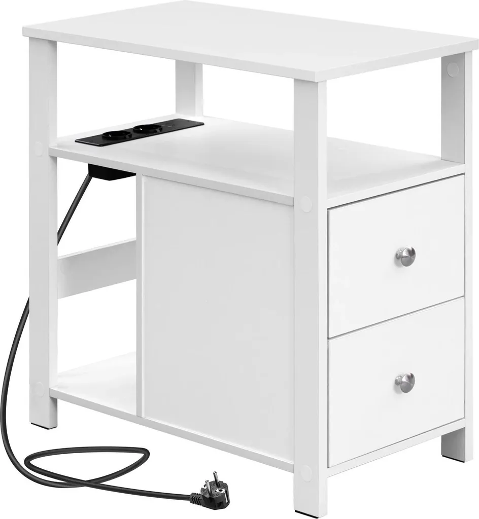 Table de chevet gain de place bois blanc pour organiser votre chambre