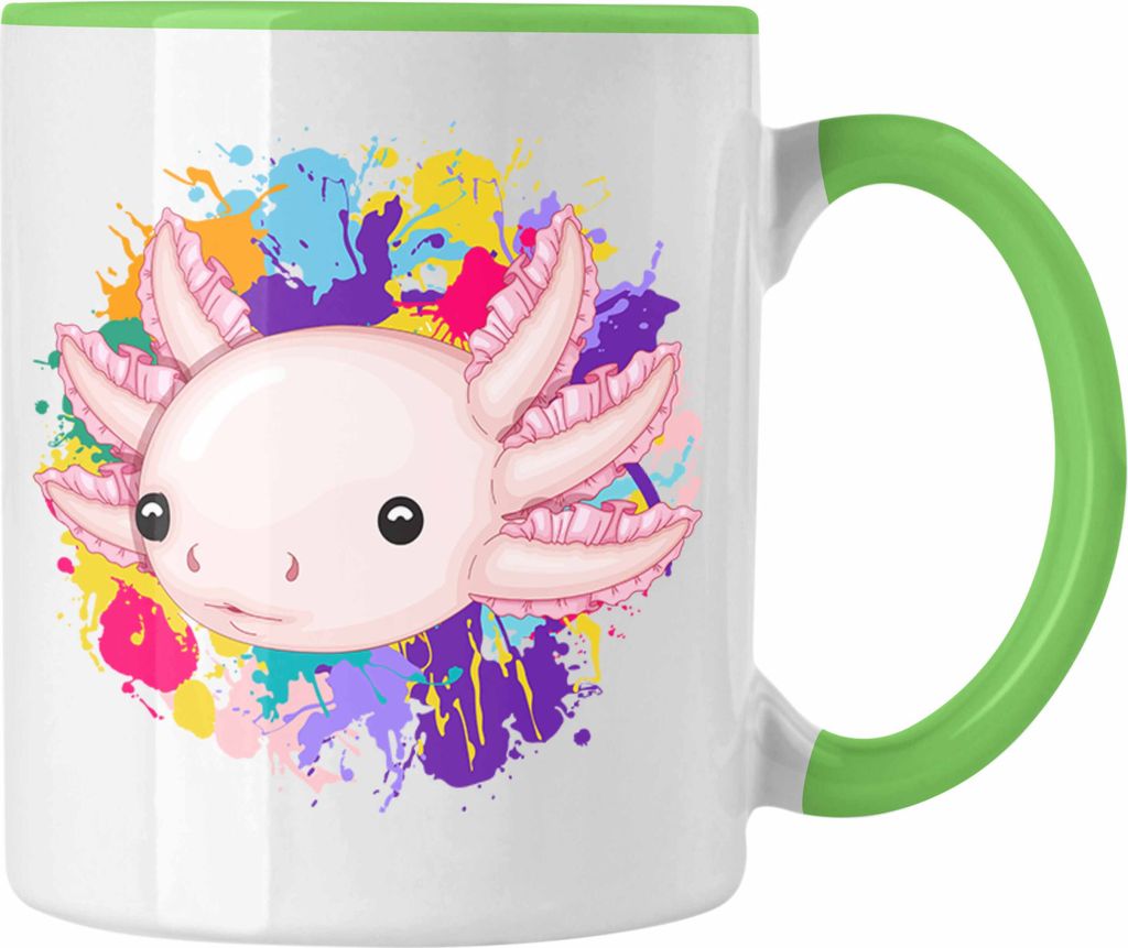 Trendation - Axolotl Tasse Geschenk Schwanzlurch Gamer Geschenkidee für Schwanz-Lurch Liebhaber (Grün)