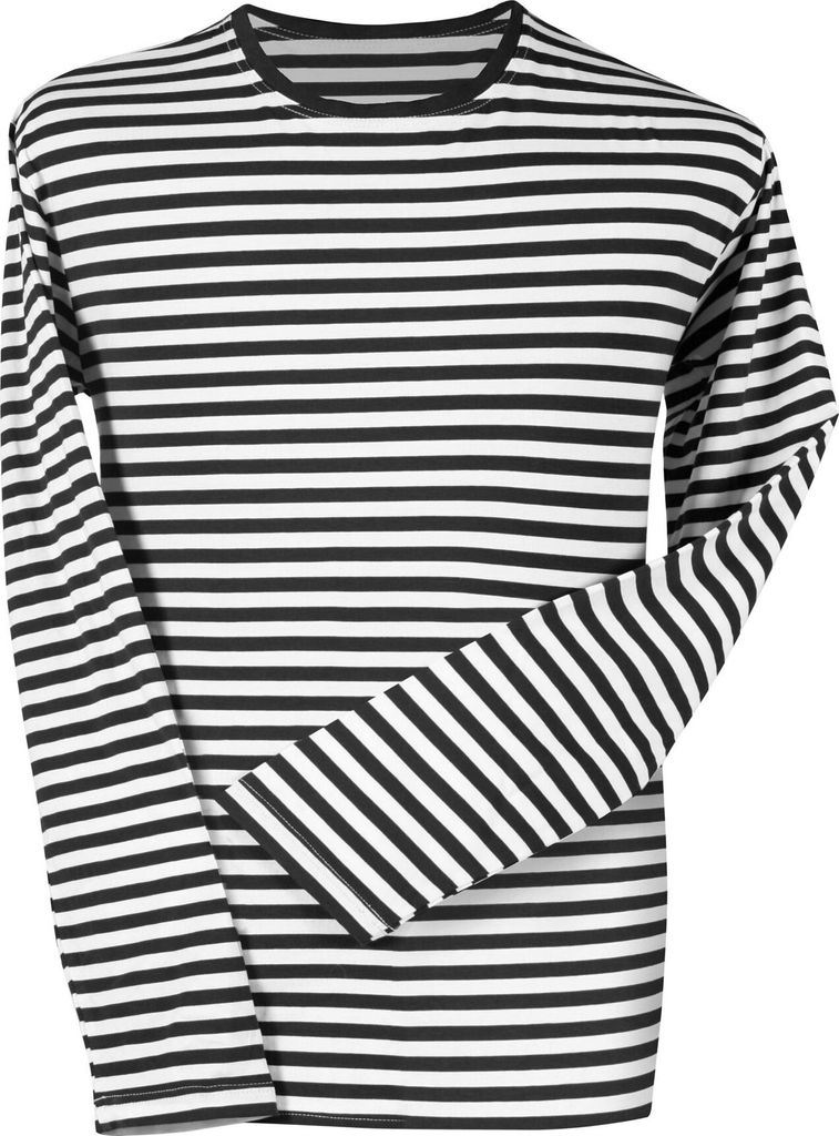 Ringelshirt schwarz-weiß - Faschingskostüm Kinder Kindergröße: 92