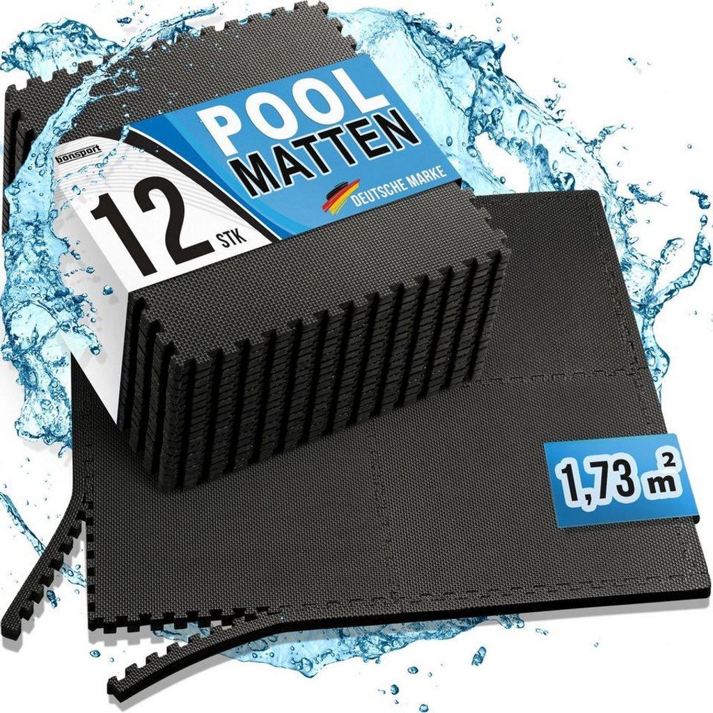 Bonsport Poolmatten Set 12 Stück Bodenschutzmatten Schwarz Produktbild 
