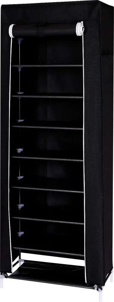 Penderie en Tissu avec Châssis en Acier Robuste et 10 Compartiments Noir
