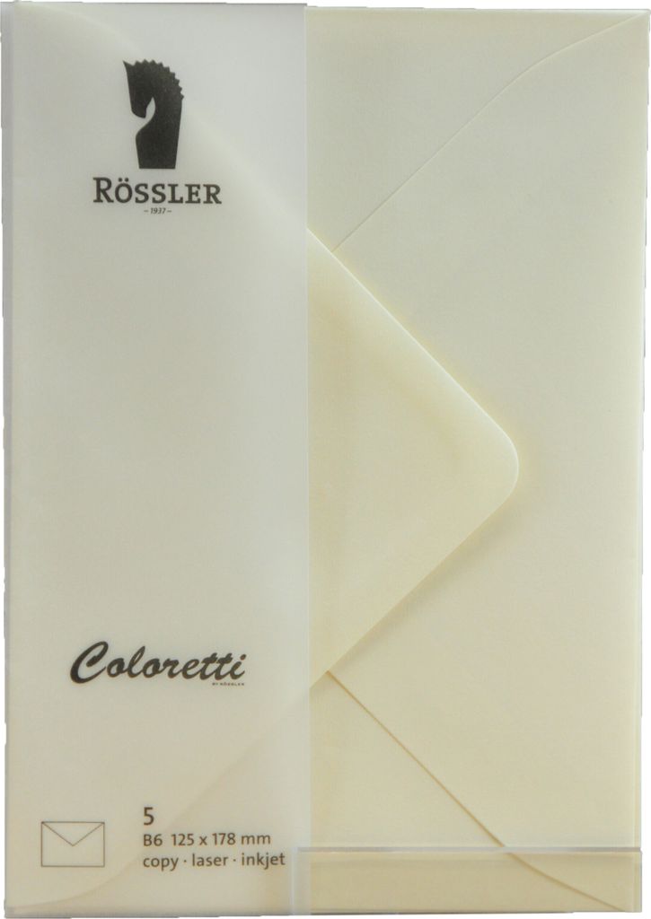 RÖSSLER Briefumschläge Coloretti creme DIN B6 5 Stück