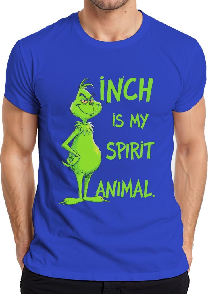 Grinch IS MY SPIRIT ANIMAL Weihnachten Weihnachtshumor Kultfilm Herren T-Shirt, Blau, L