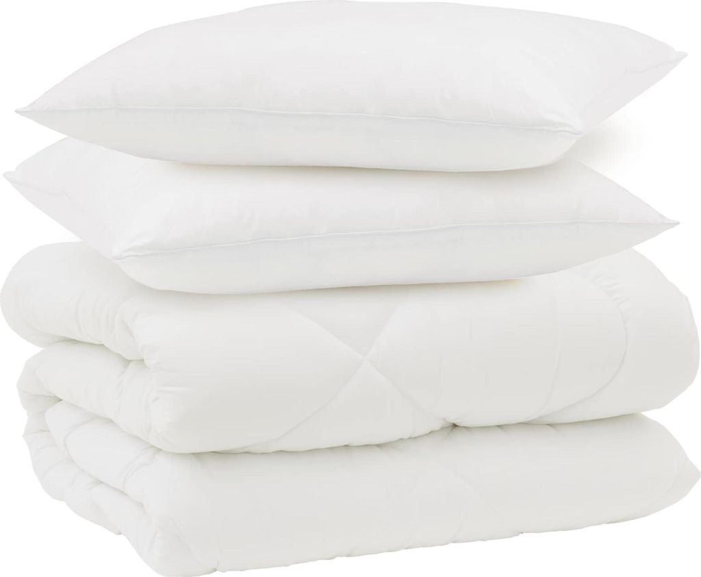 vidaXL Winterbettdecke mit Kissen 3 pcs Weiß Mikrofaser