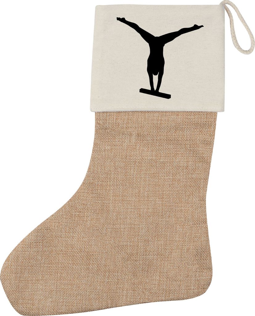 Huuraa Weihnachtsstrumpf Schwebebalken Turnen Beige Jute Kaminstrumpf Geschenkidee