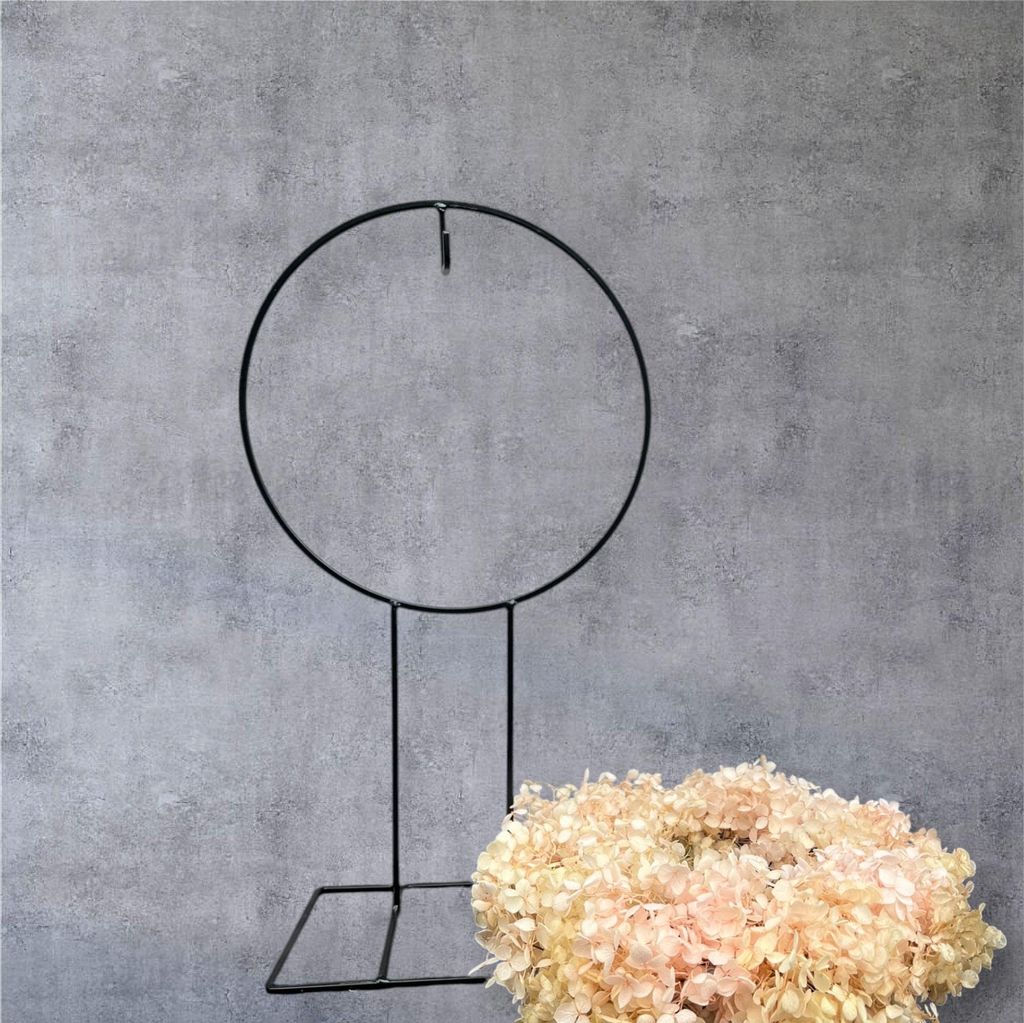 Kranzhalter aus Metall – Schwarz – Rund & Höhenverstellbar – für Trockenblumenkränze – Deko-Ständer 26×47 cm / 18×42 cm – Rund