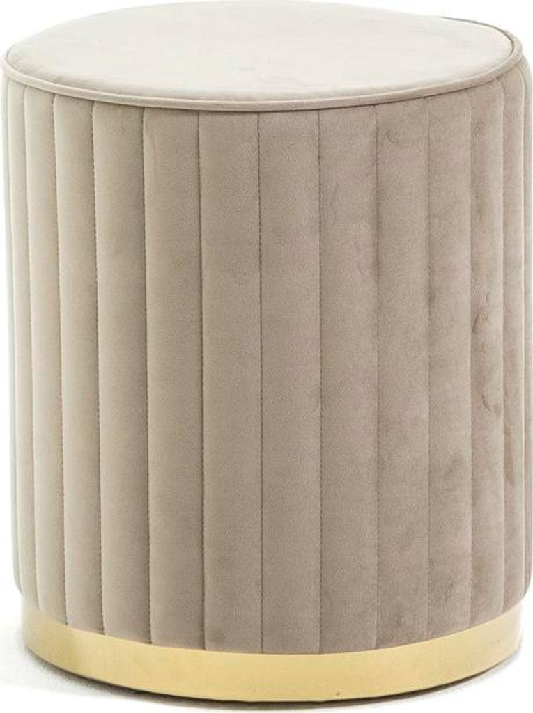 Gepolsterter Samt-Pouf mit chromfarbener Basis – elegantes, modernes und kompaktes Design für Schlafzimmer, Wohnzimmer und Wohnbereich – RUBY ...