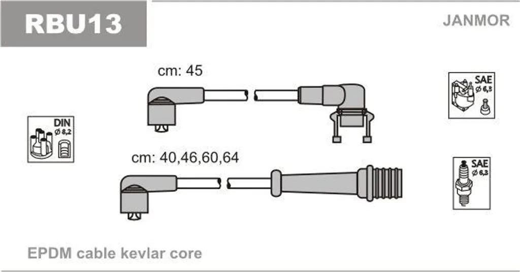 Set Cavi Candela JANMOR RBU13 Renault 7700720781 - Kit Accensione