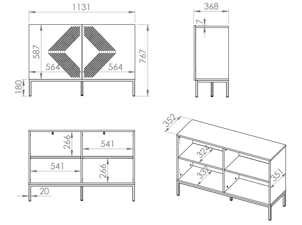 Commode de rangement ADELE 2 bicolore pour organiser vos affaires - 9