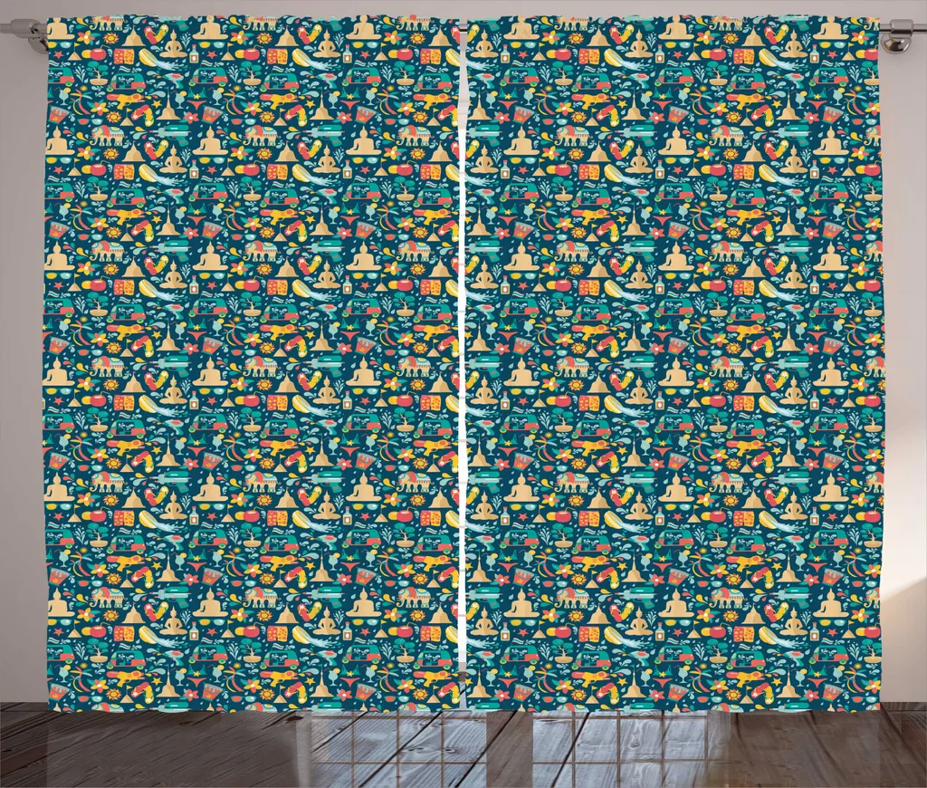 Rideau Occultant Décoratif Thaïlandais 280x225cm Solution Tout-en-Un