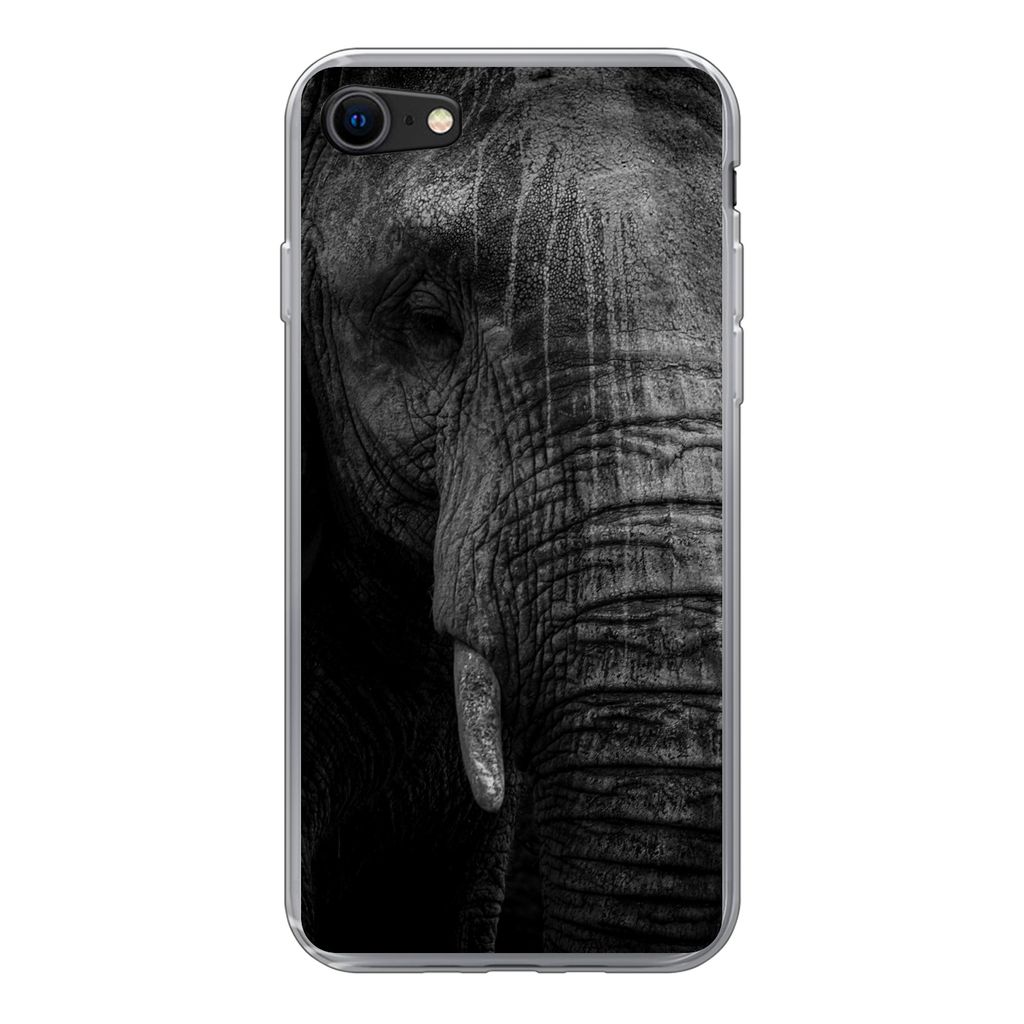 MuchoWow Handyhülle Schutzhülle Hülle für iPhone 7 Elefant - Tier - Porträt Silikon Softcase Handy Hülle - Kartenhalter