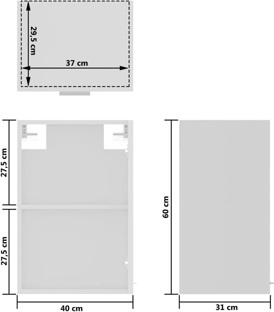 vidaXL Wisząca szklana szafka biała 40x31x60 cm materiał Zdjęcie produktu 10