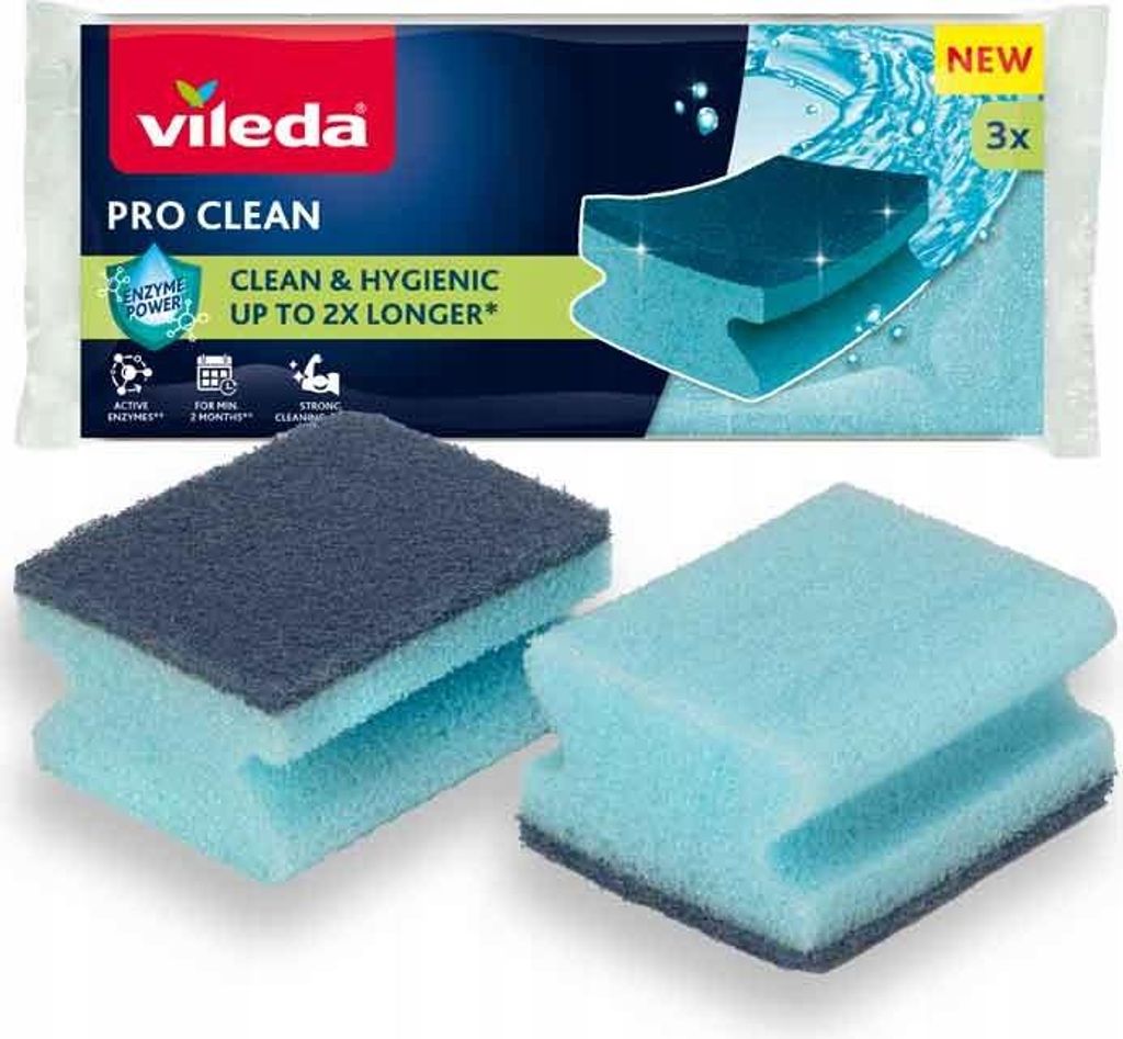 Spugna abrasiva Vileda Pro Clean con enzimi profilata, 3 Immagine del prodotto 