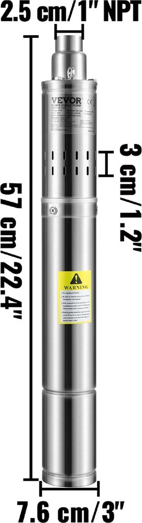 VEVOR 3 Zoll 550W Tiefbrunnenpumpe 3000L/h sandresistent Produktbild 8