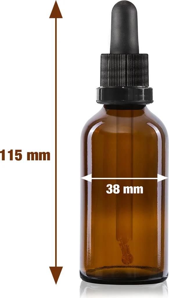 Flacon compte-gouttes 50 ml en verre ambré, pack de 105 bouteilles