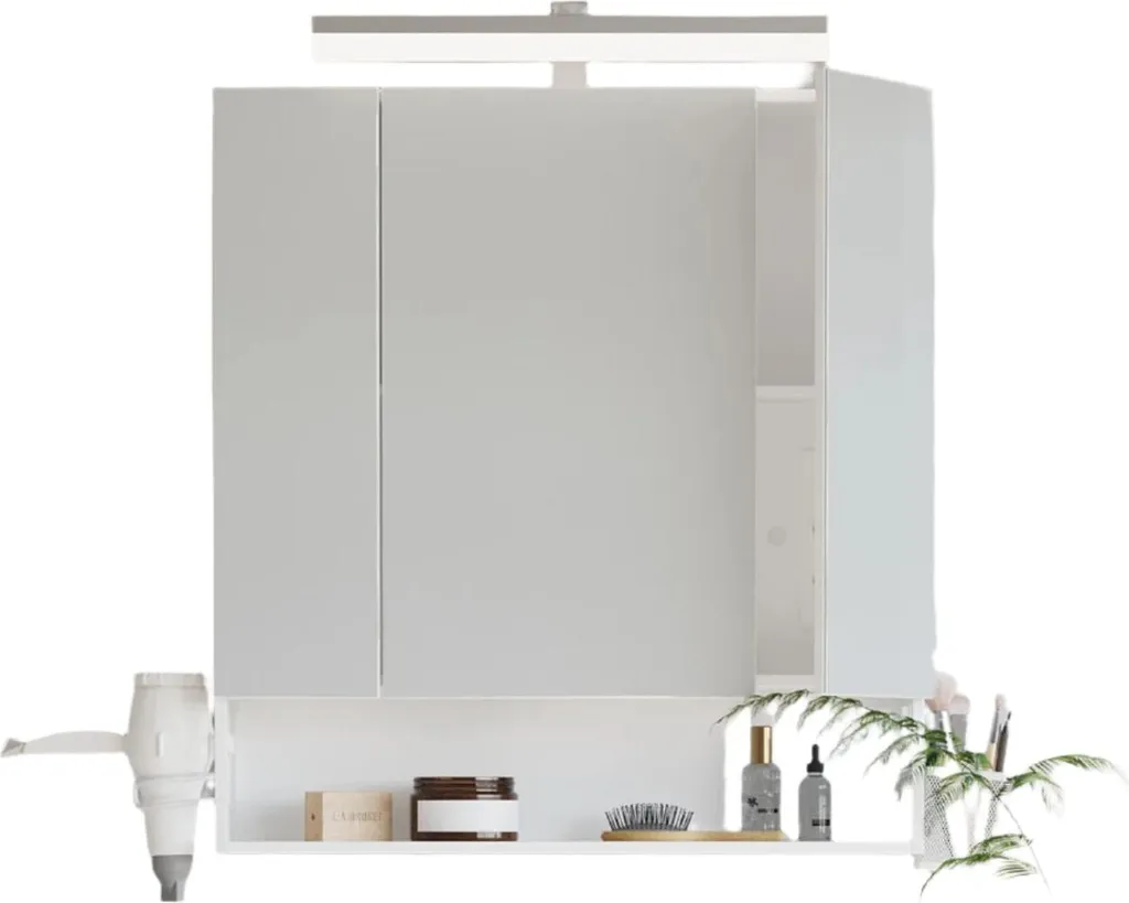 Meuble Haut de Salle de Bain avec Miroir Lumineux LED et Prise Rootz