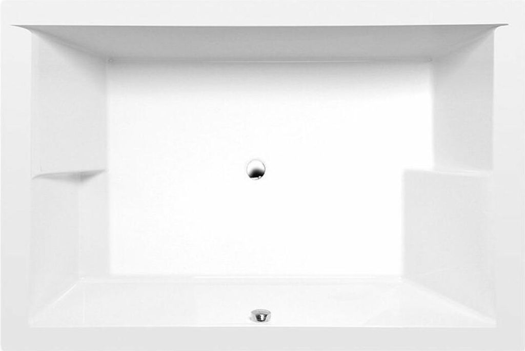 A top-down view of a white bathtub.