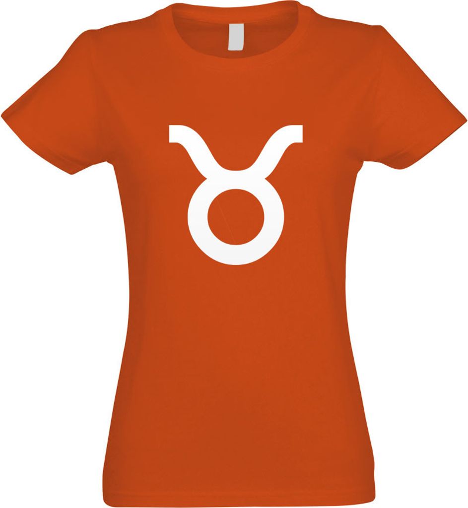 Kiwistar - T-Shirt tailliert - Damen - orange - Stier Sternzeichen - mit Motiv Bedruckt - Funshirt Design - Sport - Freizeit - Damen - L