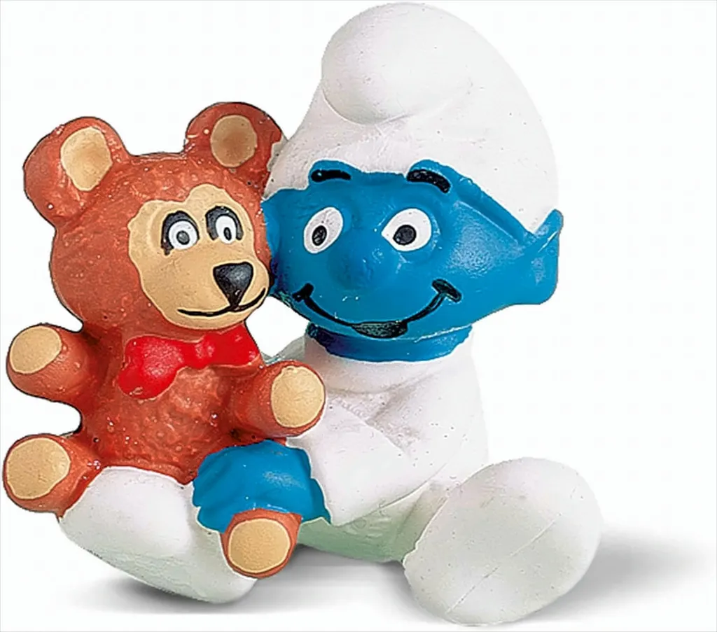 Figurine Bébé Schtroumpf avec Ourson Schleich 20205 Jouet Miniature Enfant