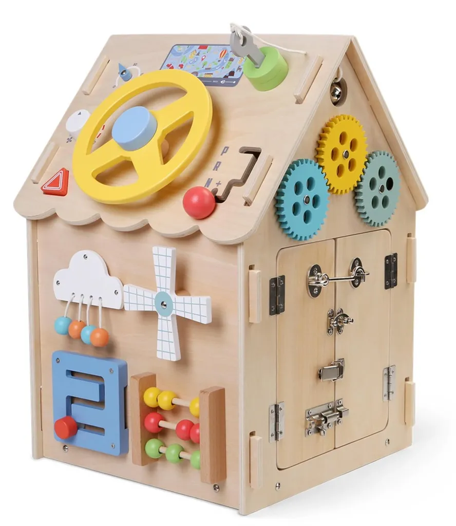 Tableau d'activités en bois massif naturel - Jeu de motricité fine 2Kids