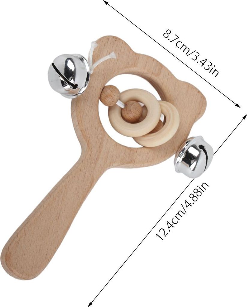 Buchenholz Bär Hand Zahnen Holzring Baby Rasseln Spielzeug Kinderwagen Spielzeug