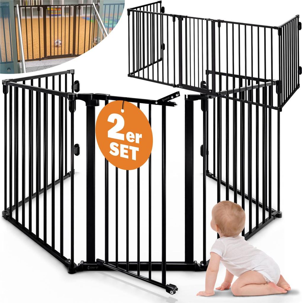 CASARIA Kaminschutzgitter Baby mit Sicherheitstür Metall 2x Produktbild 