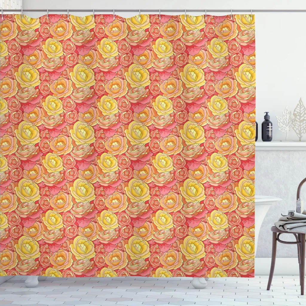 Restyling Bagno Romantico: Tenda Doccia Peonie Rosa ABAKUHAUS