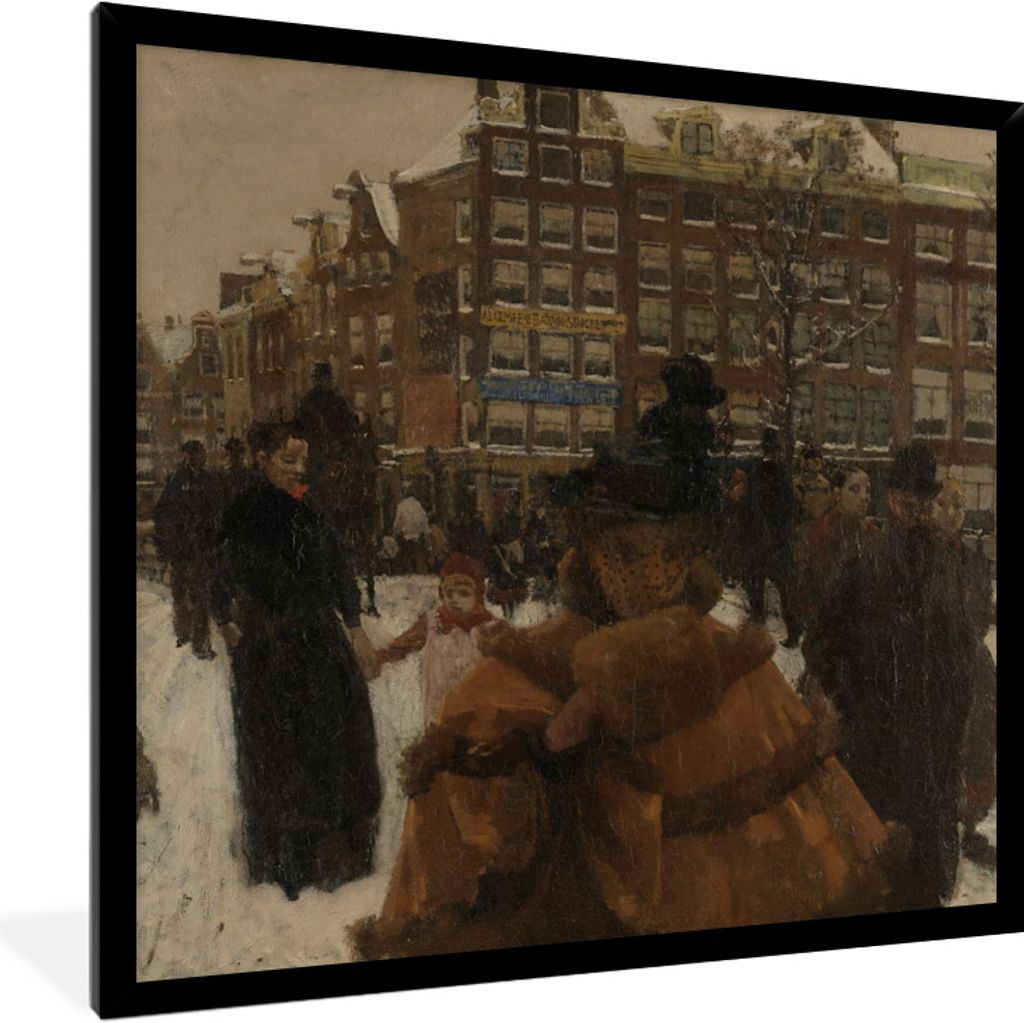 MuchoWow Gerahmtes Poster Die Singelbrücke in der Paleisstraat in Amsterdam - Gemälde von George Hendrik Breitner 40x40 cm - Poster mit Schwarz...