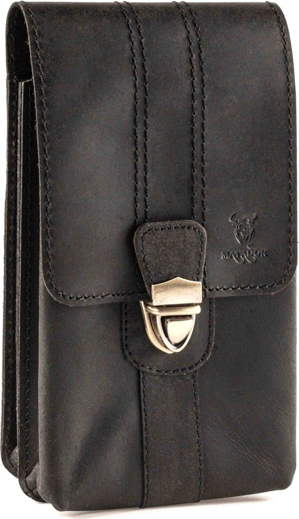 MATADOR Leder Hüfttasche MALAGA XL Smartphone 7.5 Zoll Schwarz