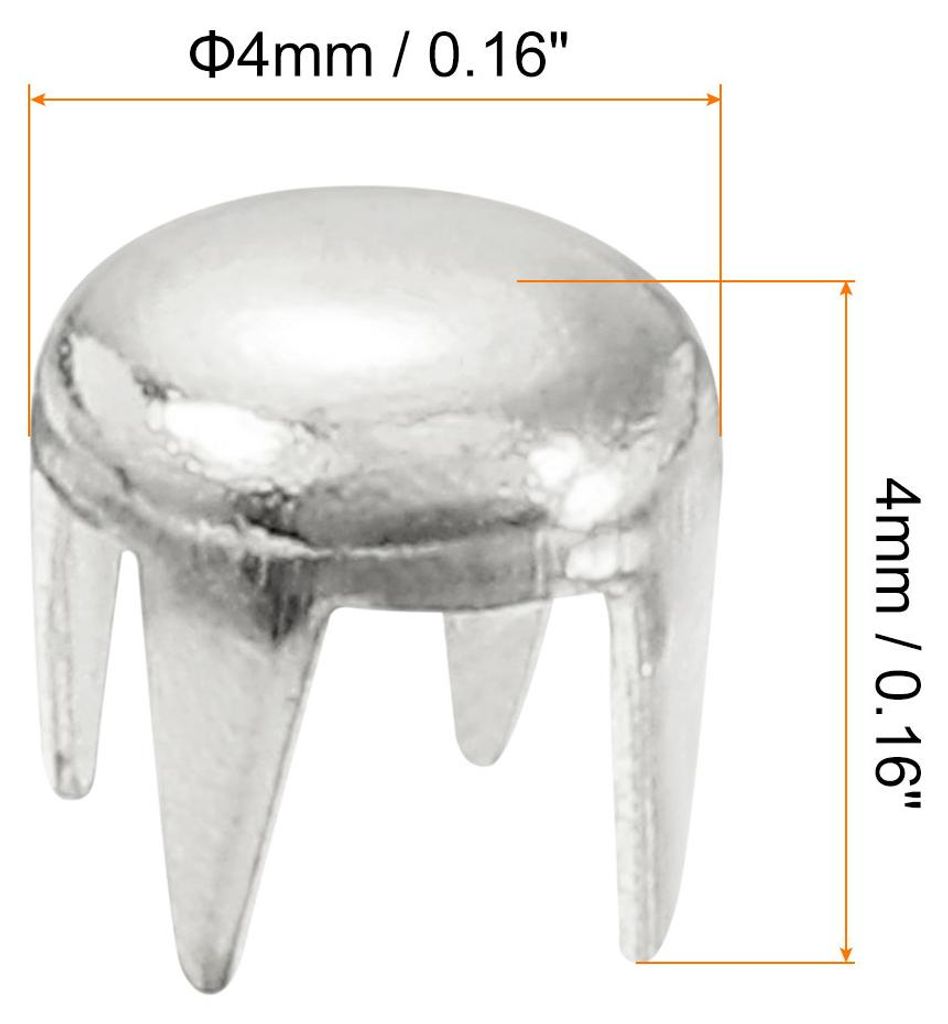 100 Stš¹ck 4mm Silberne runde Kuppelnieten Metallklauenperlen Nagelkopfnieten Spike Nieten Punk Rock DIY fš¹r Lederhandwerk Kleidungsgš¹rtel ...