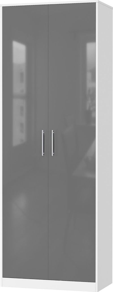 SMARTBett Schrank Kleiderschrank Aktenschrank 80 cm Weiss/Anthrazit Glanz