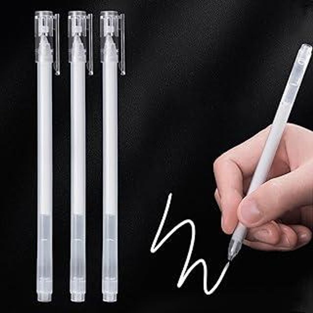 Canollo Weißer Gelstifte für Highlights 3 Stück, 0,5mm Strichstärke, Wasserfest Weißer Stift, Gelstifte Weiß, Traschnell Trocknend Gelstift W...