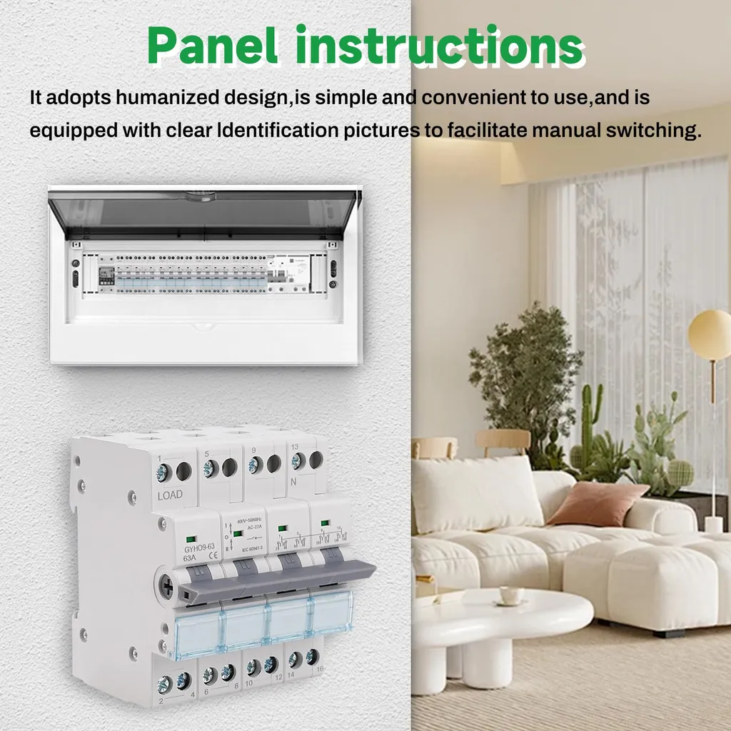 Inverseur de source manuel 4 pôles 63A pour tableau électrique 400V