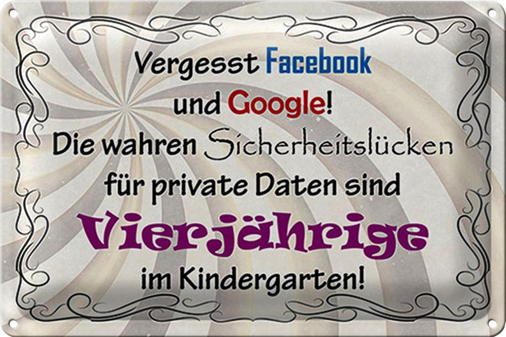 Blechschild Spruch 30x20cm vergesst facebook und google