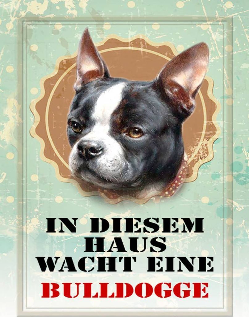vianmo Holzschild 40x30 cm Hund Haus wacht eine Bulldogge