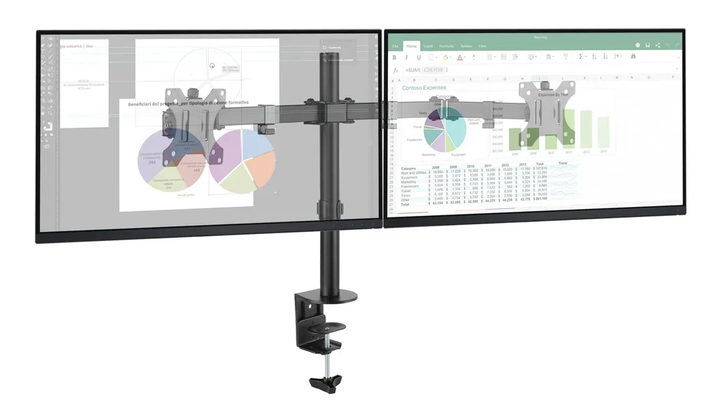 Techly Support Double Écran PC 13-32 Pouces Bras de Moniteur ICA-LCD-382D - 2