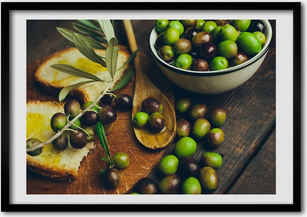Bild - Bilderrahmen - 100 cm x 70 cm - MDF - Rahmen - Foto - Wandkunst Oliven