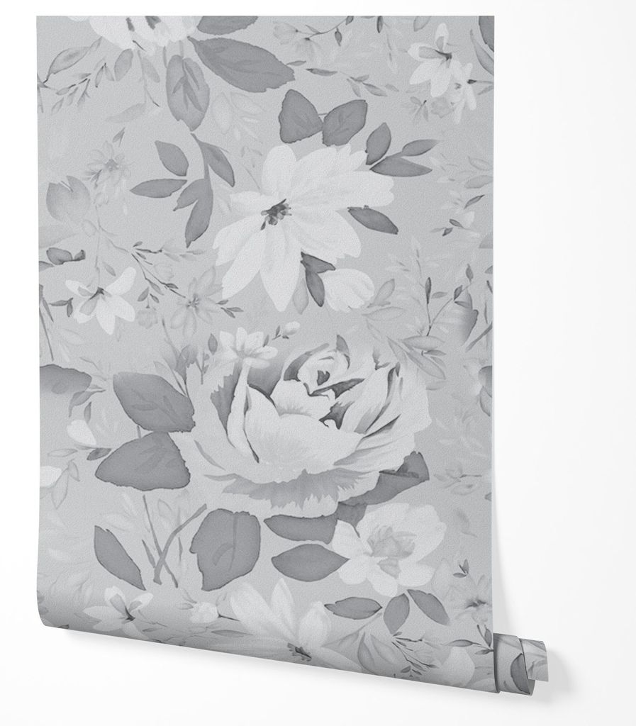 Vliestapete Blumen Floral Elegantes Klassisch Wohnzimmer 4x2,5 Grau-Weiß