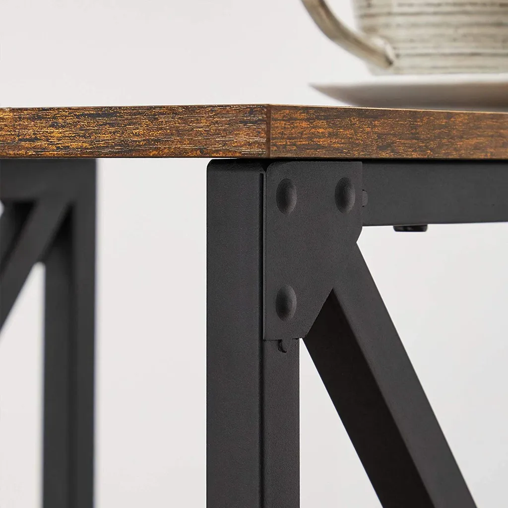 Table d'appoint vintage brun-noir avec structure robuste en acier mat - 6