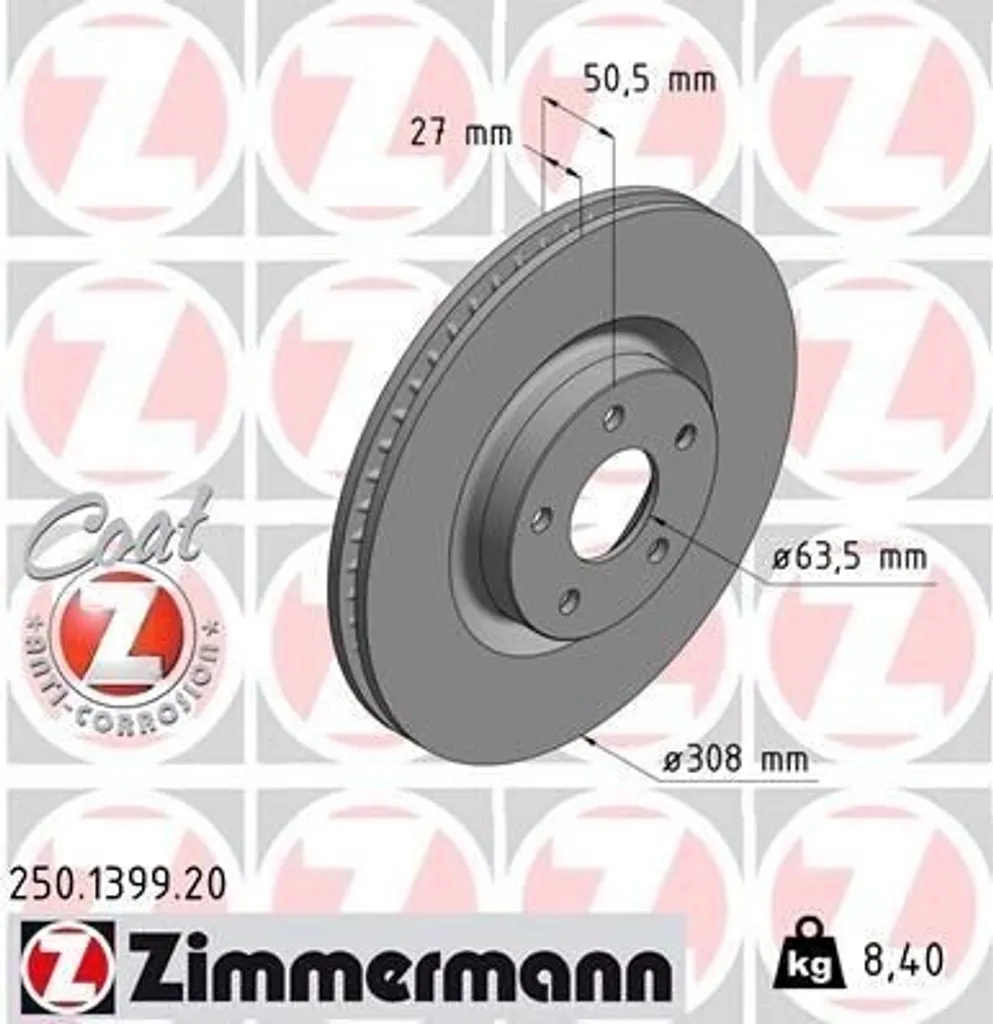 Disques de Frein Arrière pour Ford Focus Mk4 Turnier Zimmermann 50mm