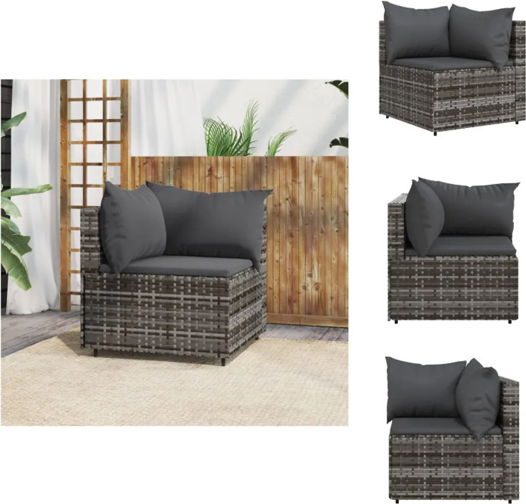 Divano Giardino Angolare vidaXL Polirattan Grigio - Design Contemporaneo