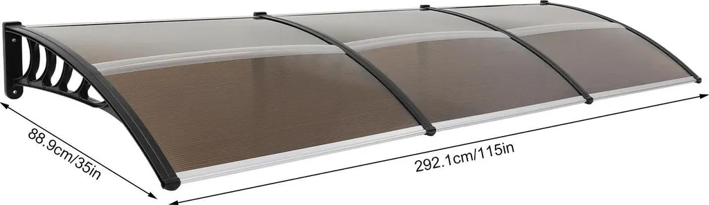 Auvent de façade pour protéger l'entrée pluie et soleil marron noir