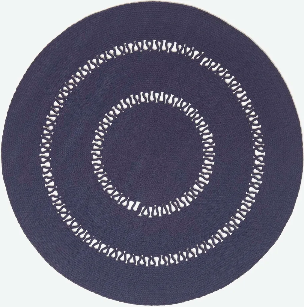 Tapis de Salon Rond Bleu Foncé 120 cm Idéal pour un Coin Lecture Cosy