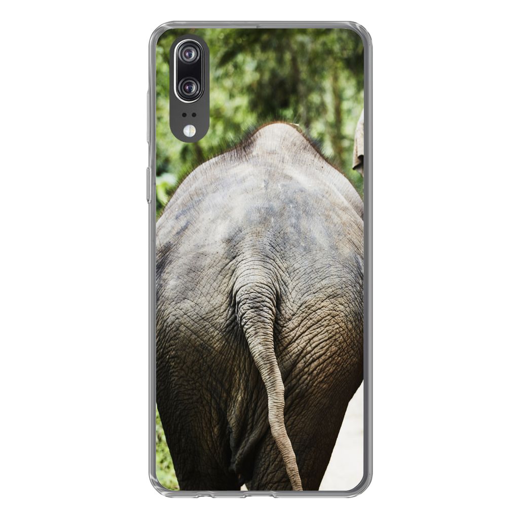 MuchoWow Handyhülle Schutzhülle Hülle für Huawei P20 Elefant - Tiere - Grau - Natur Silikon Softcase Handy Hülle - Hardcover
