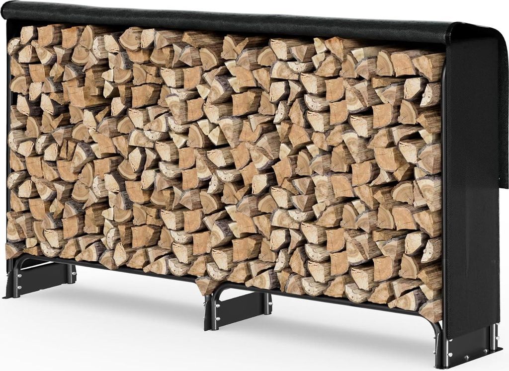 VOUNOT® Kaminholzregal Aussen aus Metall mit wasserdichte Produktbild 