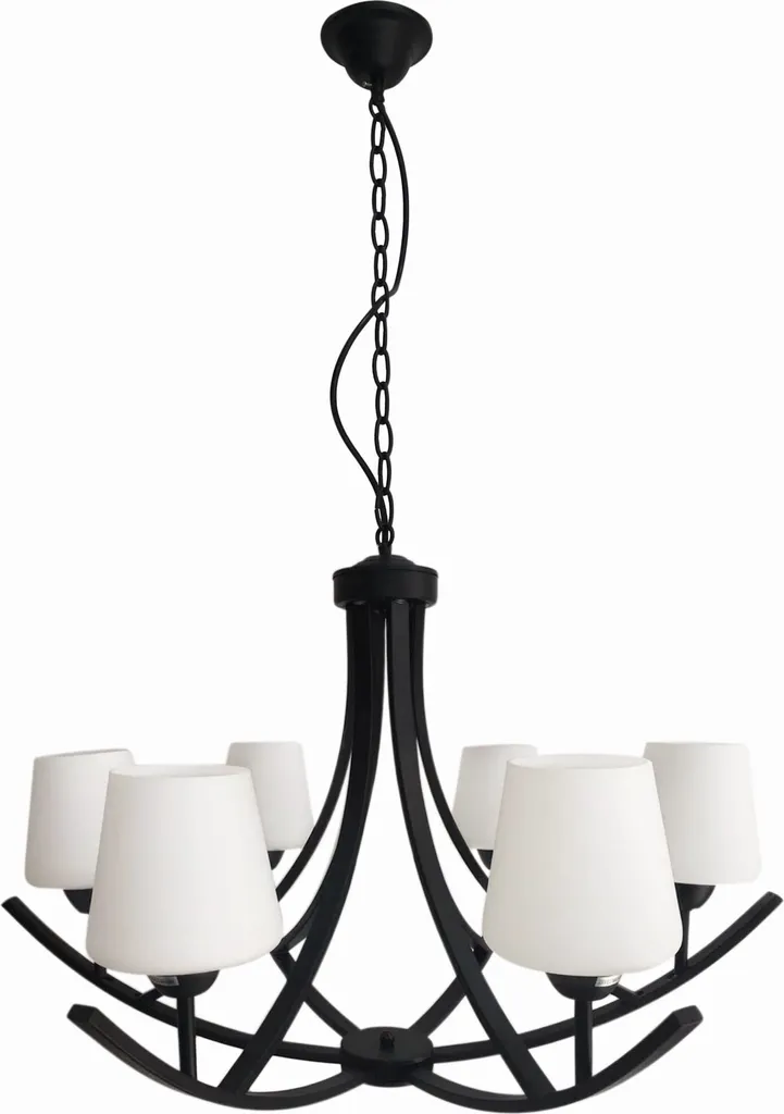 Grand Luminaire de Plafond Noir 6 Lampes E27 LONDYN pour Salle à Manger