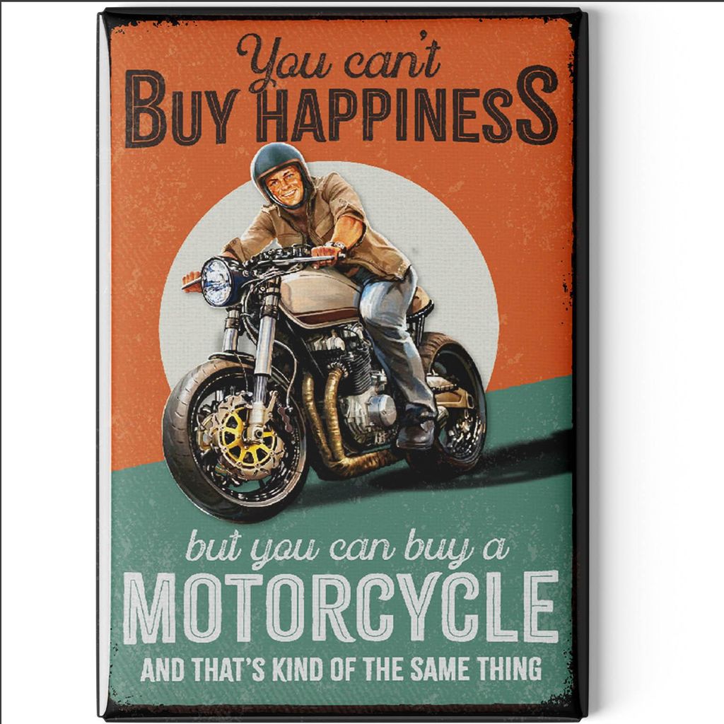 LANOLU Kühlschrankmagnete lustig- Motorcycle Happiness - lustige Magnete mit Sprüchen und witzigen Motiven 8x5,5cm