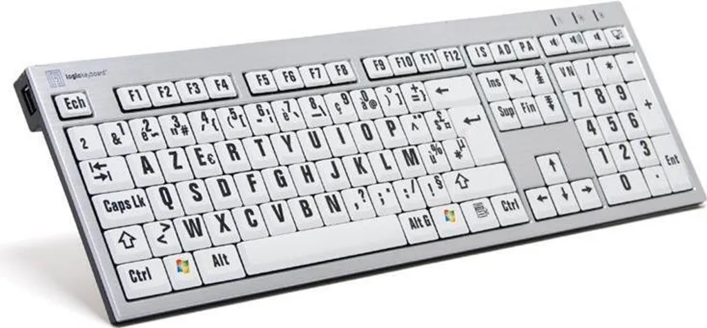 Clavier USB blanc à grandes lettres Logickeyboard AZERTY Français