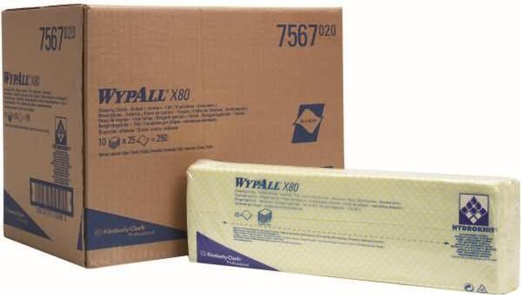 WypAll X80 Critical Clean - Interfold / Gelb - 10 Bags x 25 Sheets | Karton (10 Beutel)