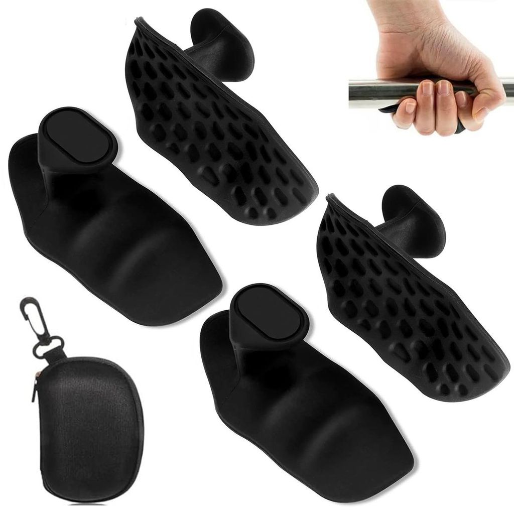 Griffhilfen für Kraftsport 2 Sets (4 Greifer + 2 Aufbewahrungstaschen),Anti Rutsch Silikon Gym Grips Ergonomische Griffpolster Kraftsport Damen He...